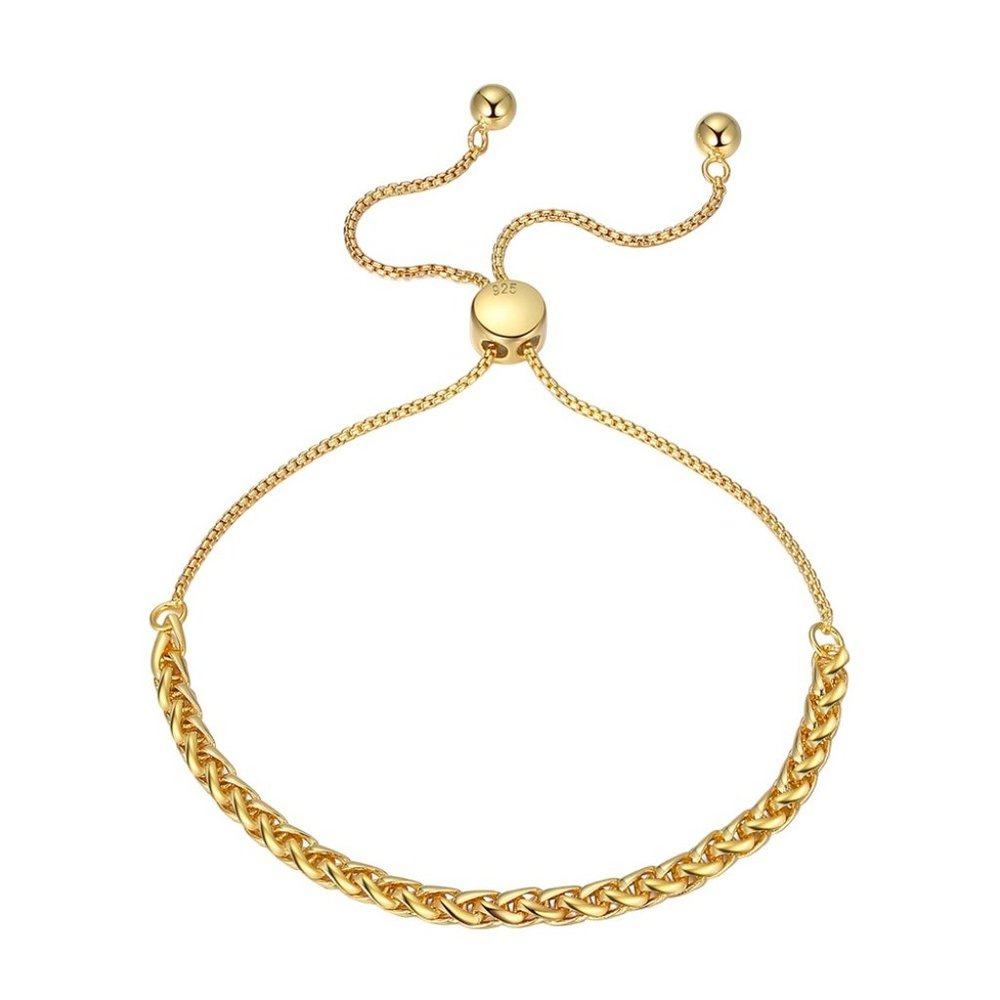 New: 18K Gold Vermeil Chopin Chain Adjustable Bracelet - Picture 6 of 8